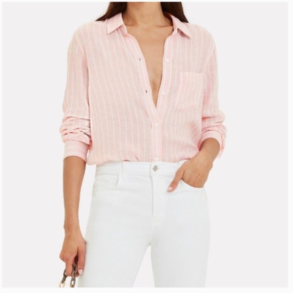 RAILS Charli Peach Stripe Button Up Shirt NWOT - MEDIUM - Picture 9 of 11